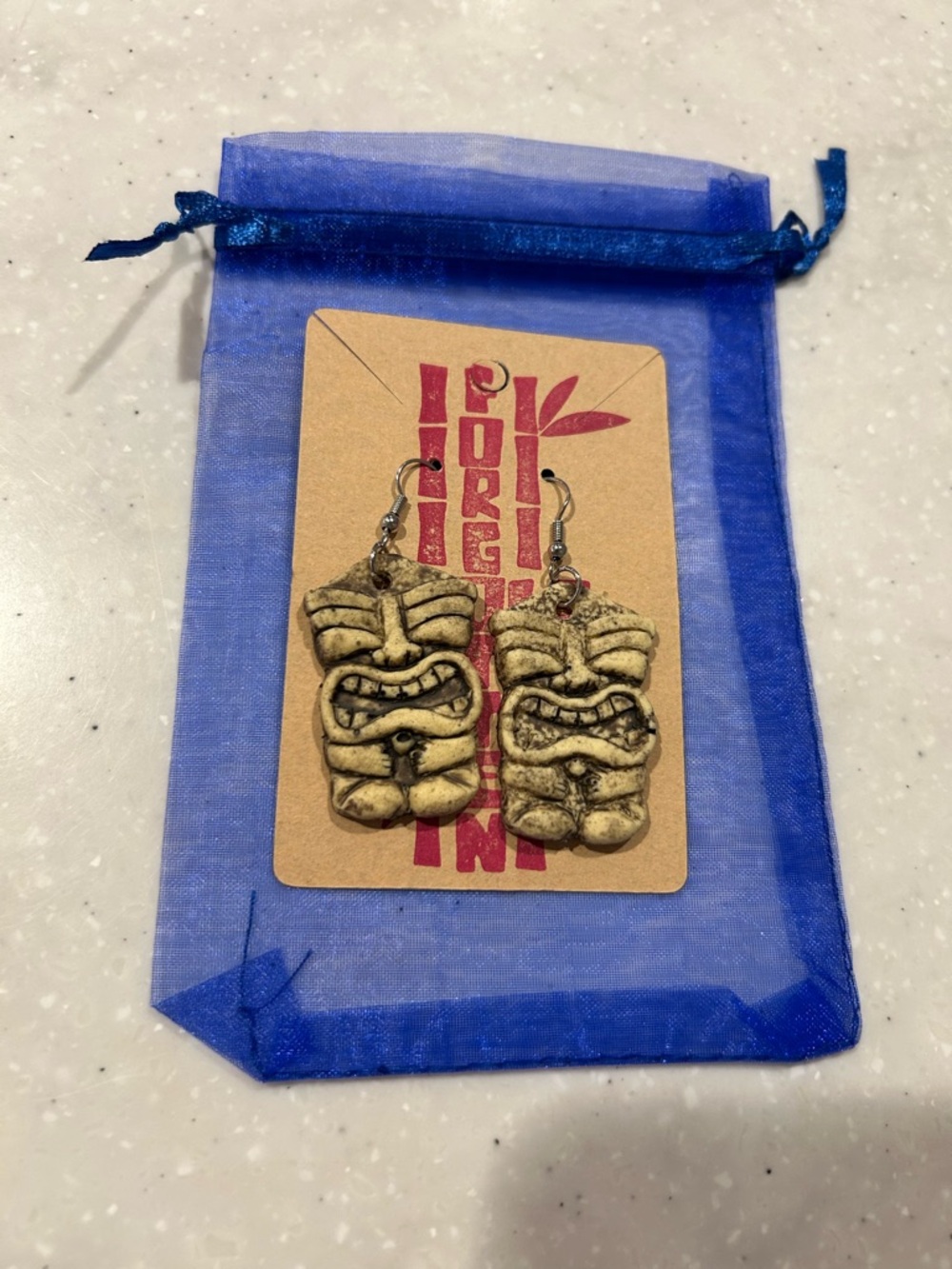 Handcrafted Tiki Dangle Earrings by Forgotten Idols - Picture 6 of 6